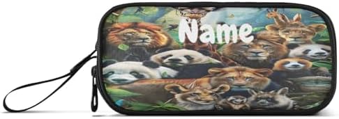 Custom Animals Pencil Case Box Boys Girls Personalized Name Large Pencil Pouch Stationery Pen Bag Organizer for Kids Adults School Office