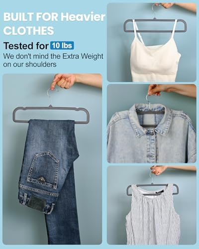 Velvet Hangers Non Slip - 20 Pack Pants Hangers for Grey Felt Hangers
