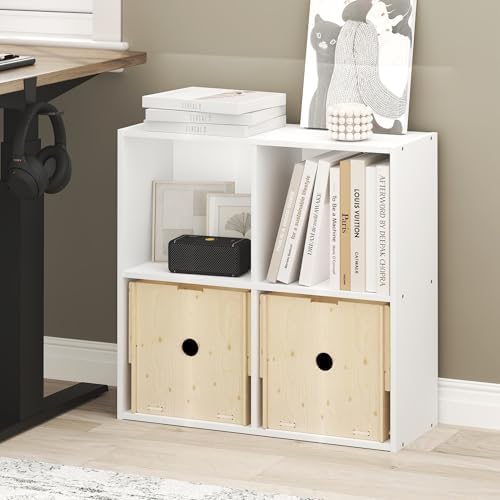 Furinno LUDER Book Shelf, 4-Cube Bookshelf, Bookcase with Open Shelves, 9.5 x 24.6 x 23.7, for Living Room, Bedroom, Hom