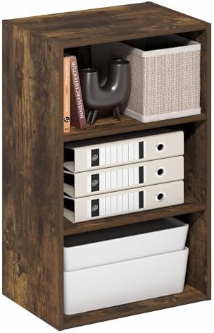 Furinno Basic Book Shelf, 3-Tier Bookshelf, Storage Organizer Bookcase with Open Shelf, 11 x 17 x 26, for Living Room, B