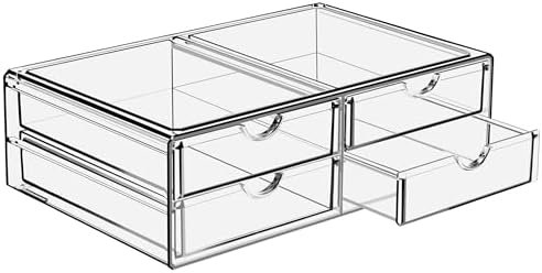 Sorbus Acrylic Drawers, Clear Makeup Organizer for Vanity (4 Drawers)