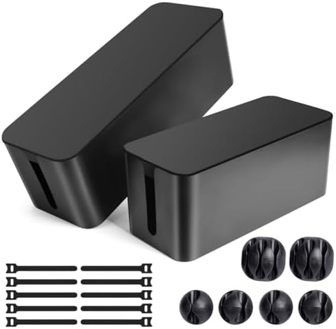 Tuwechen Cable Management Box, 2 Pack Cable Organizer for Surge Protector