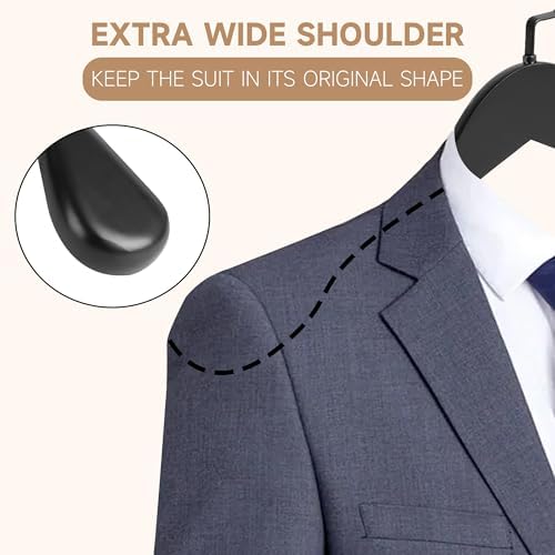 17.5" Wooden Suit Hangers, Non Slip Pants Bar, Black, 36-Pack