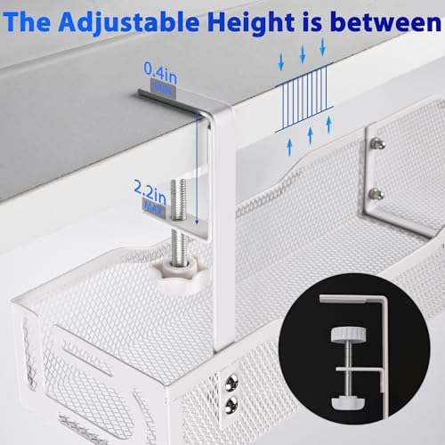Under Desk Cable Management Box 25.3 Inch – Clamp-Mounted Cable Organizer Tray, Large Cord Management Box for Office & H