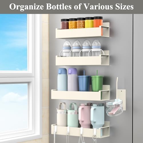 HuggieGems Magnetic Water Bottle Holder for Refrigerator, Cup Holder Organizer for Stanley and Tumbler for Kitchen, 4 Pa