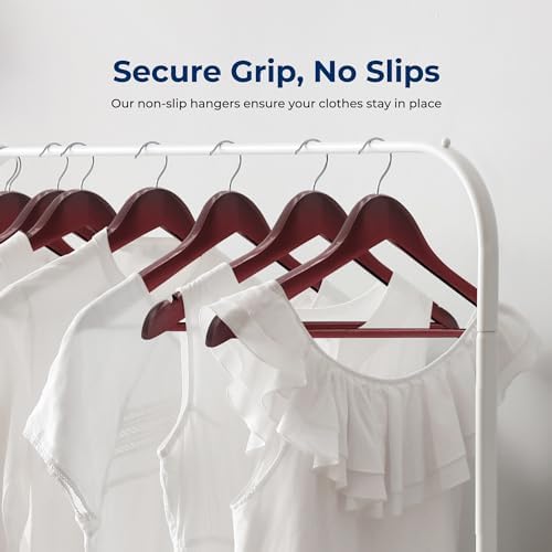 SereneLife 10-Pack Wooden Coat Hangers – Durable Suit Hangers with 360° Swivel Hook & Notches – Slim Design for Sweater, Shirts, Jackets, Dresses, and More
