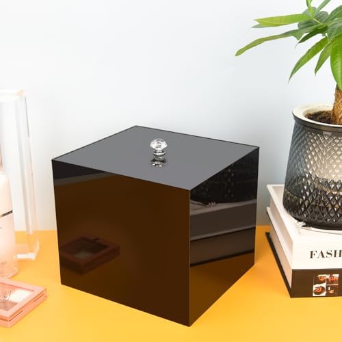 Weiai Disposable Face Towel Holder Container Acrylic Box for Clean Towels Black