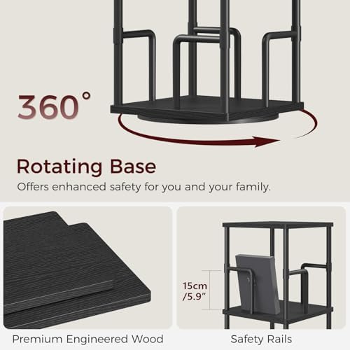 MAHANCRIS 5-Tier Rotating Bookshelf, Freestanding Corner Bookshelf, 360° Spinning Bookcase, Industrial Style Storage Rac