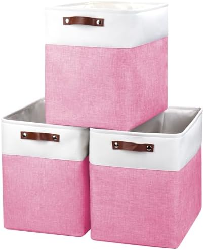 Bagnizer Large Fabric Storage Baskets | 50L Storage Bins, Decorative Linen Closet Baskets with Handles for Organizing, S