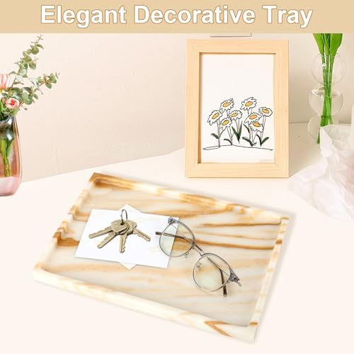 100% Marble Vanity Tray for Bathroom Counter, Kitchen, Coffee 11.8"