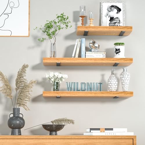 Floating Shelf Brackets 12 Inch 4 Pack, Hidden L Brackets for Shelves Black