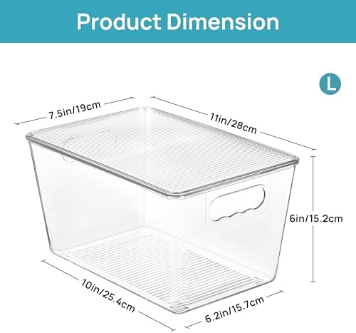 Vtopmart 2 Pack Clear Stackable Storage Bins with Lids and Handles, Large