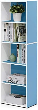 Furinno LUDER Book Shelf, 5-Tier Bookshelf, Bookcase with Open Shelves, 9.4 x 15.8 x 52, Easy Assembly, for Living Room,
