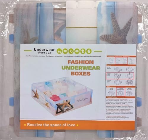6 Pack Closet Drawer Storage Organizer Box 12 Grid Cells with Dividers for Underwear, Socks, Towels, Jewelry