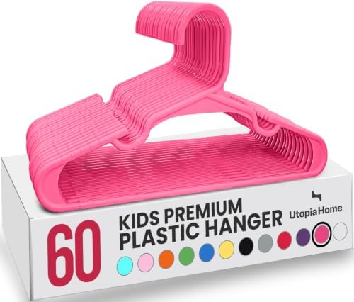 Utopia Home Kids Hangers 60 Pack – 11.5 Inch Baby Closet Hangers Pink