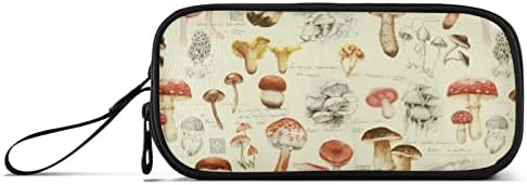 Fisyme Vintage Mushrooms Pencil Case Large Capacity Pen Box Makeup Pouch Holder Organizer Stationery Bag for School Office College Traval Adults