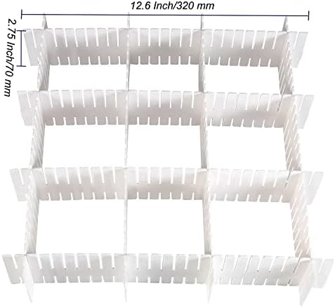 MUKCHAP 72-Piece DIY Grid Drawer Organizer - 12.6 Inch Adjustable Drawer Dividers for Sock, Underwear, Scarf - 36 White, 36 Pink