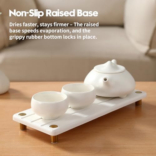 Razborci Instant Dry Sink Caddy Kitchen Sink Organizer, Quick Drying Diatomaceous Earth Stone Sink Tray Sponge Holder So