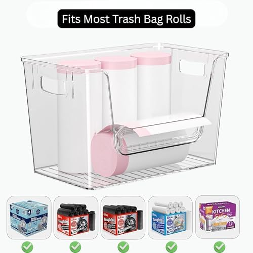 2 Set Pantry organizers and Storage,Trash Bag Holder Under sink Organizer for 4-13 Gal Bags,Trash Bag Dispenser with Bam