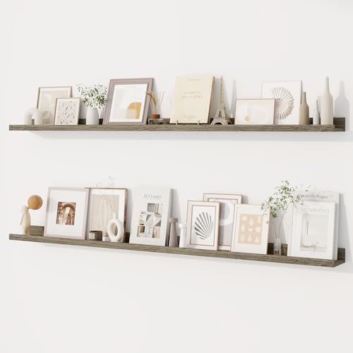 Dreamland Picture Ledge Shelf for Wall, Floating Shelves Set of 2,55 inch Long Floating Shelves with Lip for Living Room,Bedroom,Bathroom,Kitchen,Grey