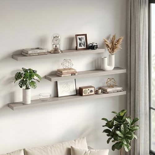 Fun Memories Floating Shelves for Wall 67 Inch, Set of 2 – Wall-Mounted Storage & Display Shelf with Invisible Bracket, 