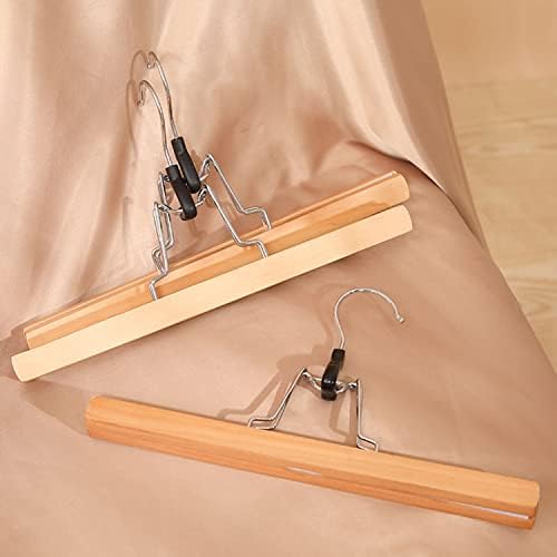 Tosnail 12 Pack Wooden Skirt Pants Clothes Hangers with 360° Swivel Hook, Non Slip Slack Hanger, Jeans Hangers, Trouser 