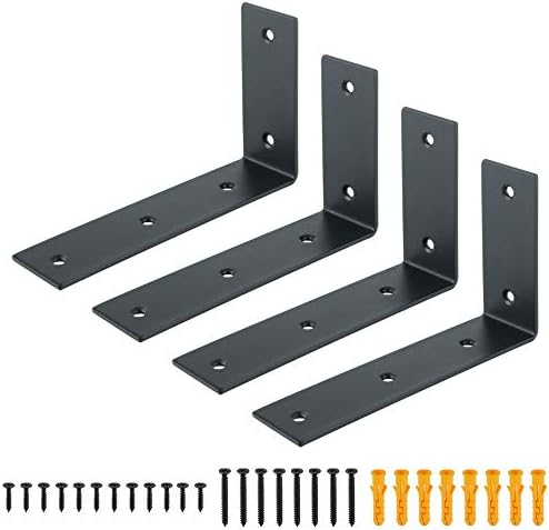 Alise 4Pcs Black Heavy-Duty L-Shaped Floating Shelf Wall Brackets