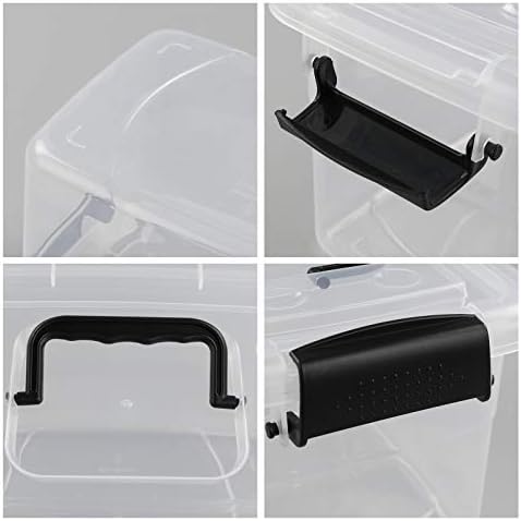 5 Quart Clear Storage Bin, Latching Box Container, 6 Packs