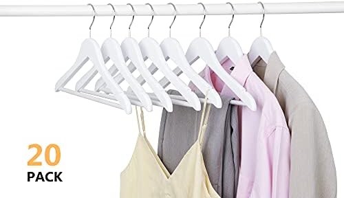 Amber Home 20 Pack 15" White Wooden Clothes Hangers for Woman