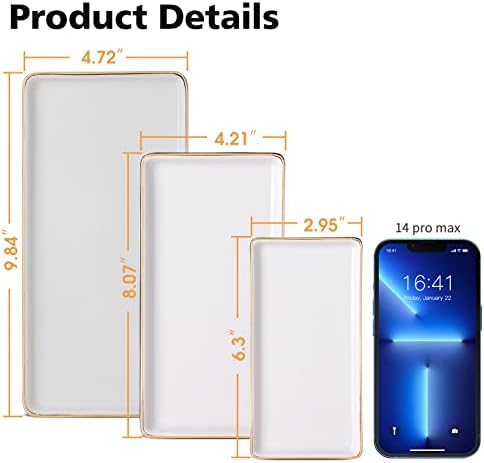 Gurygo 8" Bathroom Tray, Ceramic Vanity Trays for Bathroom, Small Ceramic Trays, Kitchen Soap Tray for Kitchen Counter (
