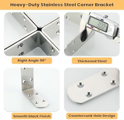 Alise 4 Pcs L Brackets 3.94X3.94 in, Corner Brackets for Wood Furniture