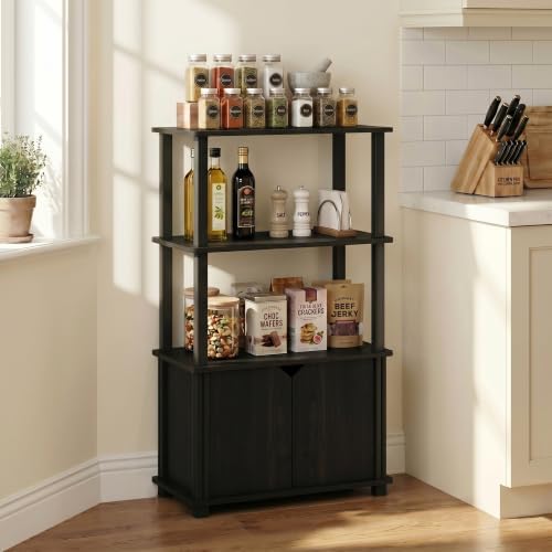 Furinno GO GREEN Storage Shelves, 4-Tier Book Shelf, Bookcase, Display Shelf with Open Shelf and Closed Storage, for Org