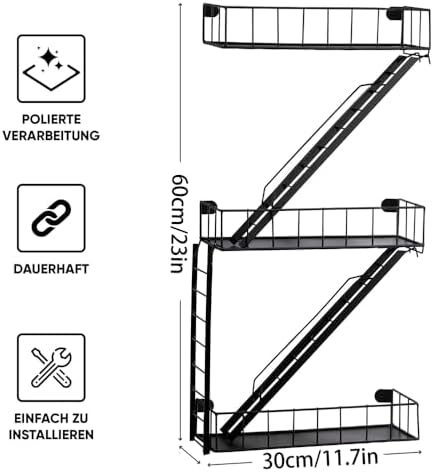 Fire Escape Wall Shelf - 3 Tier Trinket & Action Figure Display with Screwdriver & Screws, Unique Rustic Floating Action