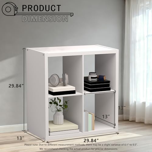 4 Cube Storage Organizer Shelf, 13inch White