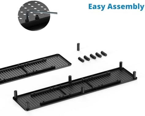 Husky Mounts Large Dual Monitor Stand Riser, Adjustable Legs, 39" x 9.25" x 5.5" Max Height, Matte Black Steel