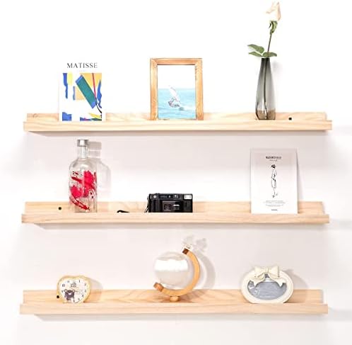 MBYD 48 Inch Floating Shelves Natural Wood, Wall Mount Picture Ledge Wooden Wall Shelf for Bedroom, Living Room, Office,
