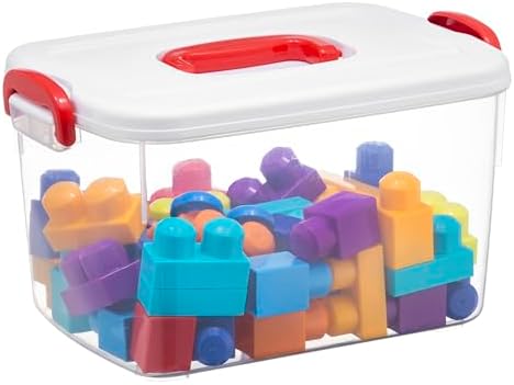 Tribello Clear Plastic Storage Bins with Lids and Handle Stackable Storage Bins, 9 Quarts