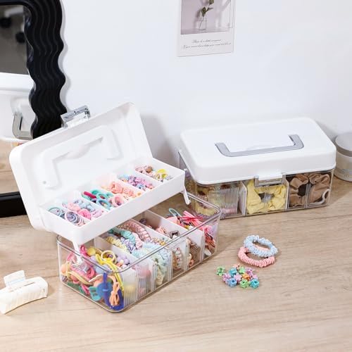 FABROK 2 Pack Portable Hair Accessories Organizer Box for Girls, Plastic