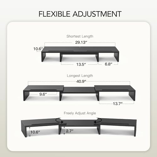 AMERIERGO Dual Monitor Stand Riser for 2 Monitors, Monitor Stand for Desk, Adjustable Computer Monitor Stand with 2 Slot