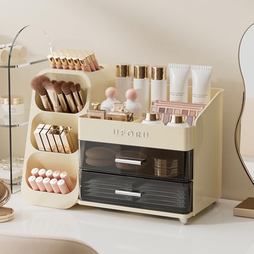 UFORU Makeup Organizer Countertop with Brush Holder for Vanity Bathroom