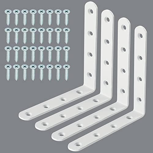 Alise 4Pcs Floating Shelf Brackets, White Heavy Duty L Bracket for Shelves