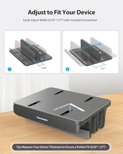 AboveTEK Vertical Laptop Stand, 3 Slots Aluminum Desk Laptop Holder & Laptop Docking Station Stand for MacBook, Tablet, 