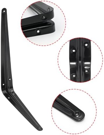 24Pcs 12 x 10 Inch Black Shelf Brackets, L Brackets