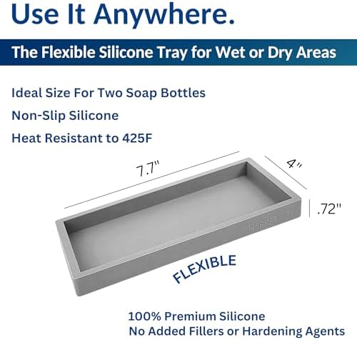 Spacewiser Countertop & Vanity Silicone Tray – 2 PC Small 7.7" Soap Tray