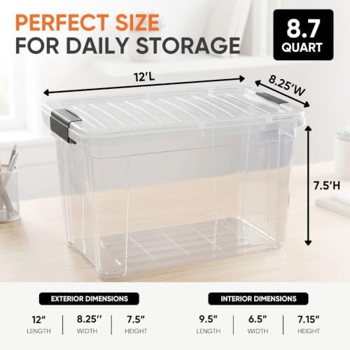 Superio 8.7 Quart Clear Plastic Storage Boxes with Lids, Stackable Organizer Containers, BPA-Free Storage Bins for Home,