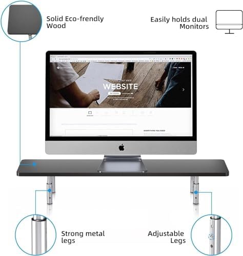 suptek Dual Monitor Stand Riser,Large Monitor Laptop Stand Riser 3 Adjustable Heights Computer Stand for Laptop, Printer