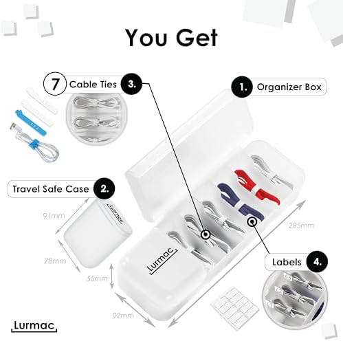 Data Cable Organizer Box Wire Organizer 7 Compartments Desk Organizer Storage Box for USB Cord Sorter, Charger, Office S