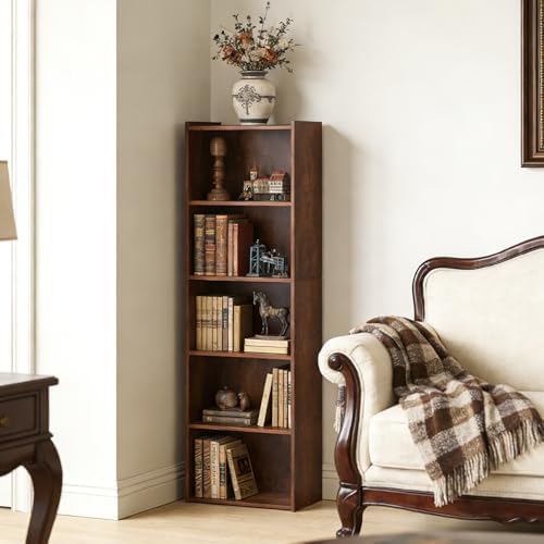 SUPER DEAL 5-Tier Open Shelf Bookcase and Bookshelf, Freestanding Display Shelves Narrow Cube Storage Organizer for Smal
