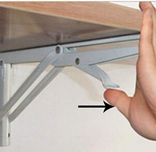 Folding Shelf Bracket Steel Triangle Wall Mount Support White Heavy Duty Shelf Brackets 2 PCS (12inch) by Accessbuy