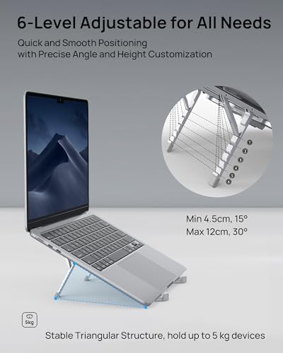 SODI Ultra Compact Foldable Laptop Stand - Portable Laptop Holder for Desk & Travel Use, Ergonomic Aluminum Computer Hol